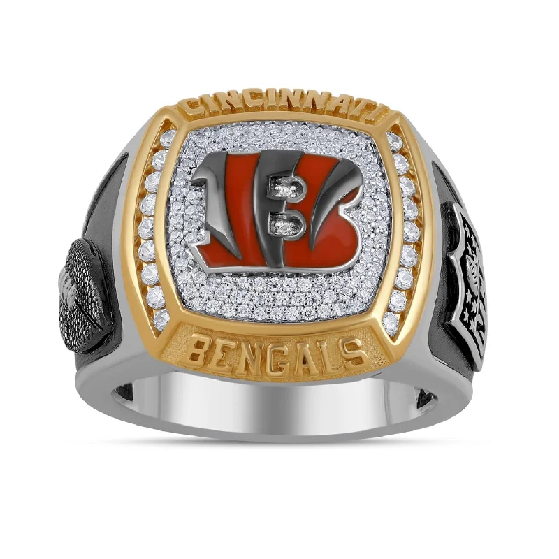 Shop Fine Jewelry With Exclusive Savings True Fans Fine Jewelry Cincinnati Bengals 1/2 CTW Diamond Ring in Sterling Silver