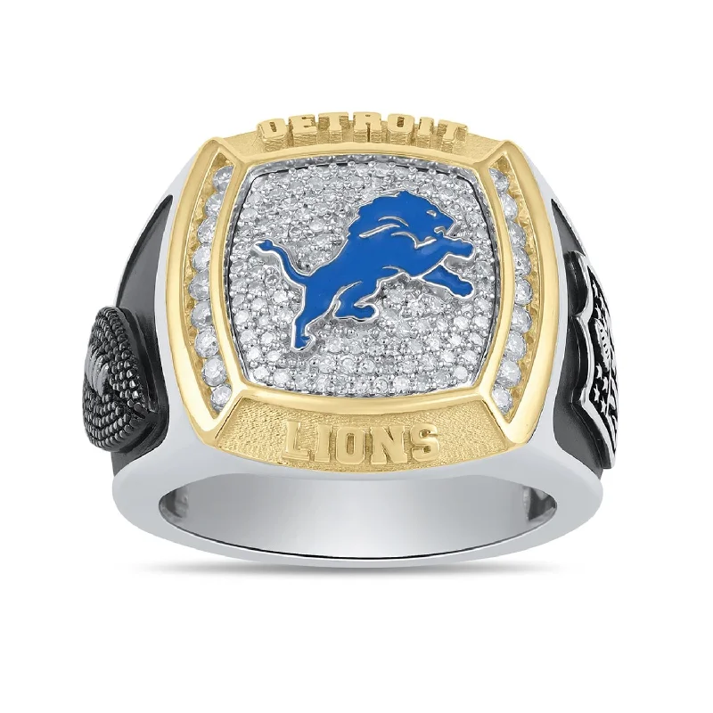 Huge Savings On Timeless Jewelry Collections True Fans Fine Jewelry Detroit Lions 1/2 CTW Diamond Ring in Sterling Silver
