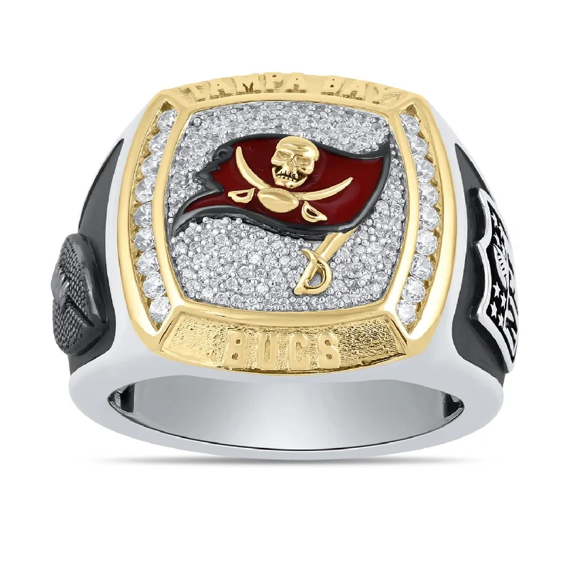 Shop Stylish Jewelry Now And Save Big True Fans Fine Jewelry Tampa Bay Buccaneers 1/2 CTW Diamond Ring in Sterling Silver