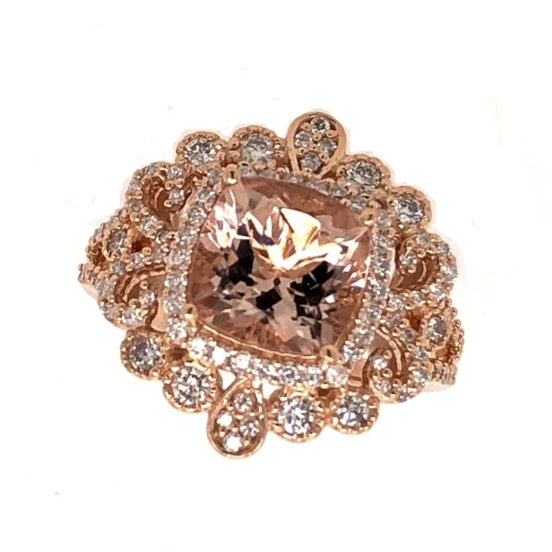 Jewelry Flash Sale – Stylish Designs At Unbeatable Rates Vintage Style Morganite and Diamond Ring
