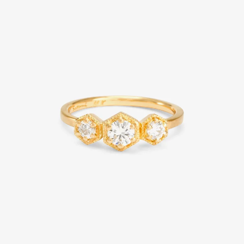 Flash Sale On Stunning Jewelry – Don't Miss Out R8401W | Classic White Diamond Triple Hexagon Ring