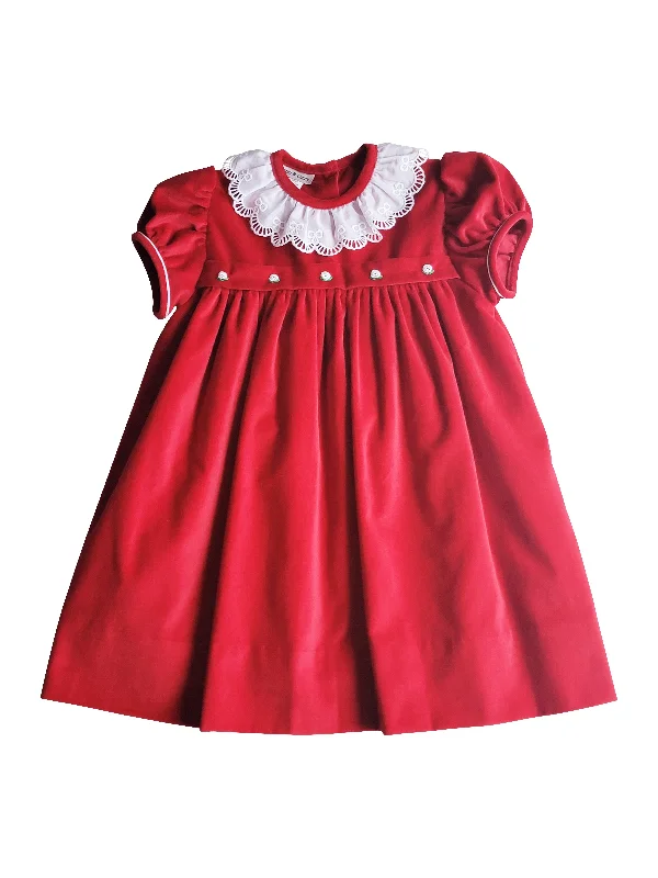 Christmas Red Velvet Collection Ruffle Float Girl's Dress