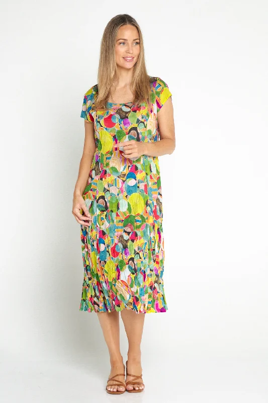 Grace Cotton Dress - Rainbow Spots