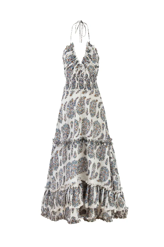 Bahar Ruffle Dress in Paisley Ghalamkar