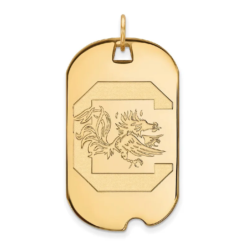 Special Sale On Handcrafted Jewelry – Shop Today 14k Gold Plated Silver South Carolina Large Dog Tag Pendant