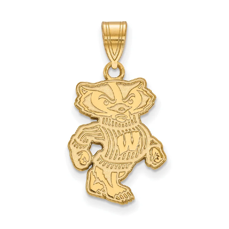 Elevate Your Outfit With Discounted Statement Jewelry 14k Gold Plated Silver U. of Wisconsin Large Badgers Pendant
