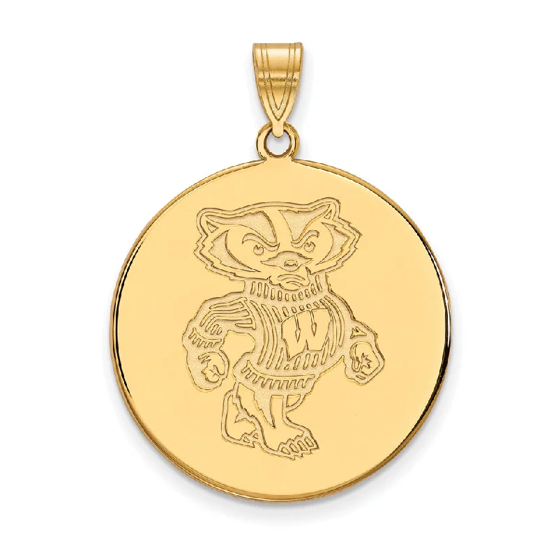 Discover Unique Jewelry With Special Limited-Time Offers 14k Gold Plated Silver U. of Wisconsin XL Badgers Disc Pendant