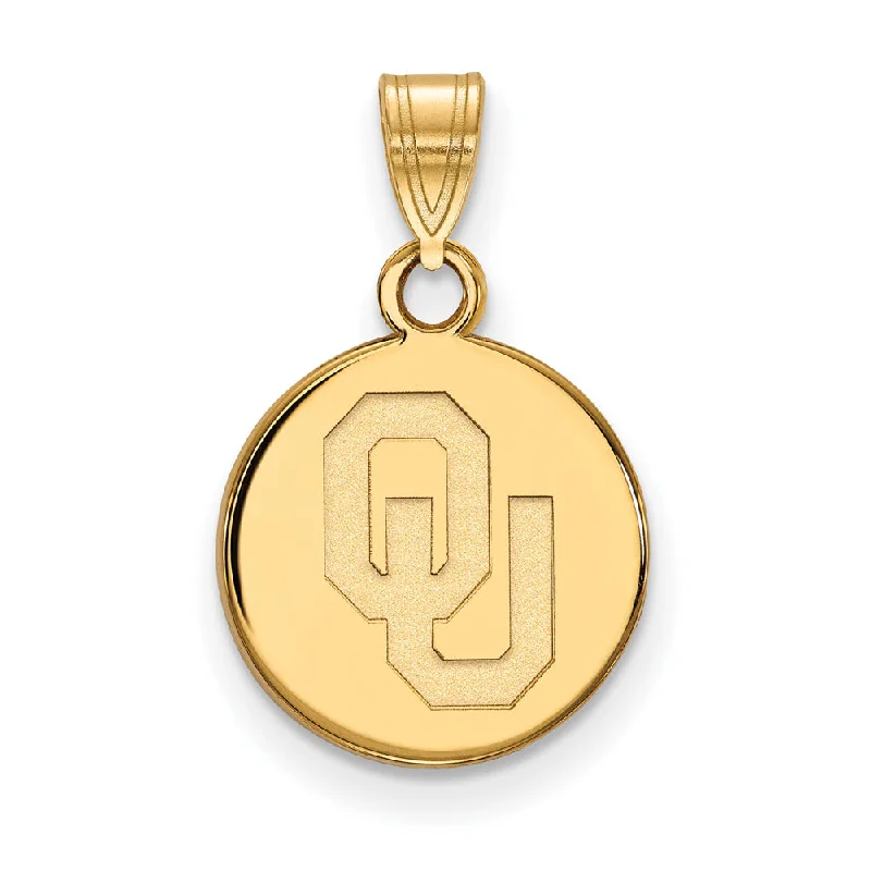 Timeless Beauty, Unbeatable Deals – Jewelry Sale On 14k Gold Plated Silver Univ. of Oklahoma Small Disc Pendant