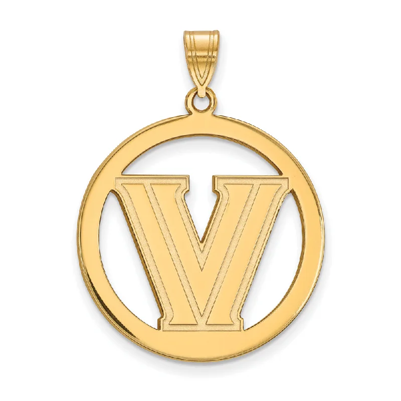 Timeless Jewelry Styles At Wallet-Friendly Prices 14k Gold Plated Silver Villanova U. XL Logo Circle Pendant