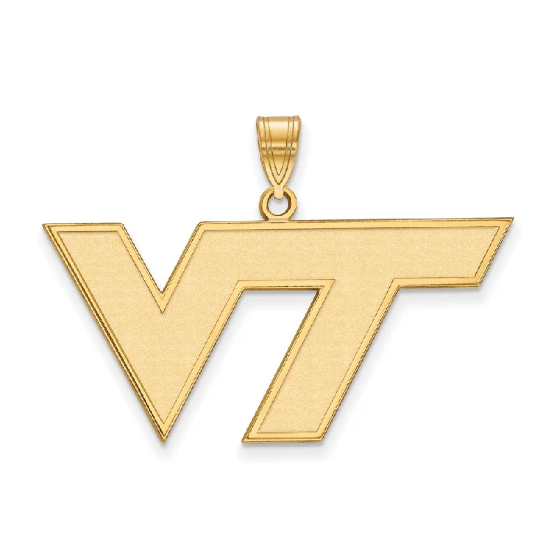 Shop Elegant Jewelry At Unbeatable Prices 14k Gold Plated Silver Virginia Tech Large Logo Pendant