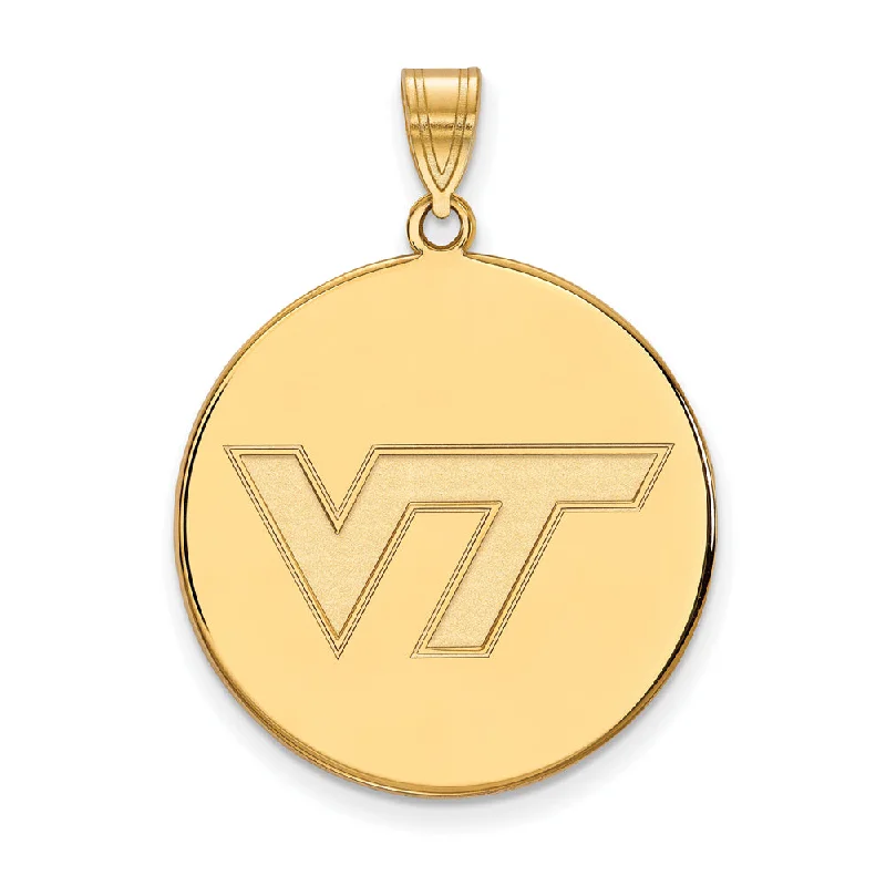 Flash Sale On Stunning Jewelry – Don't Miss Out 14k Gold Plated Silver Virginia Tech XL Logo Disc Pendant