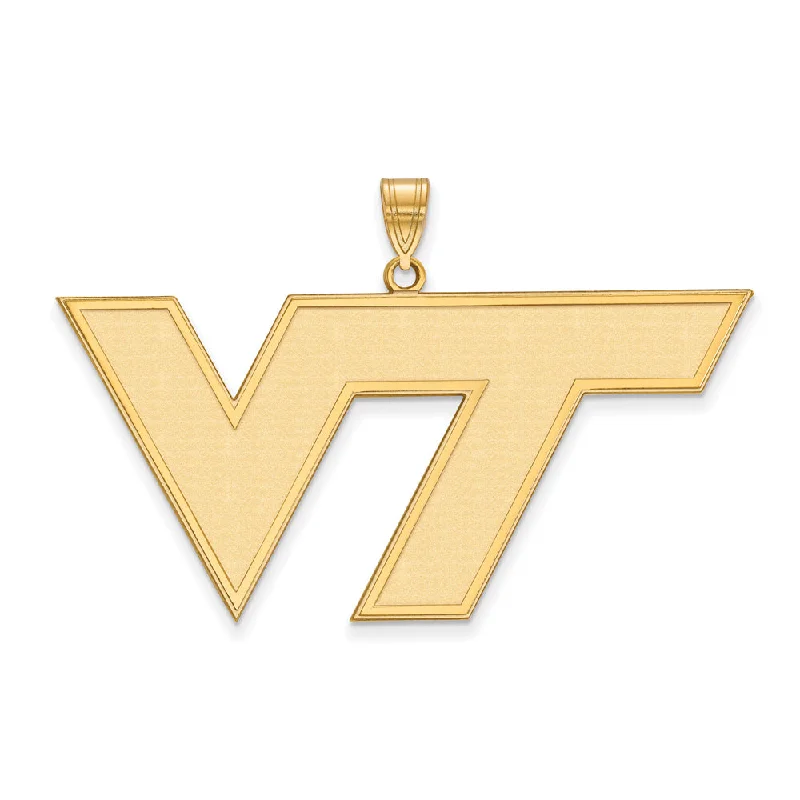 Exclusive Online Discounts On Stylish Jewelry 14k Gold Plated Silver Virginia Tech XL Logo Pendant