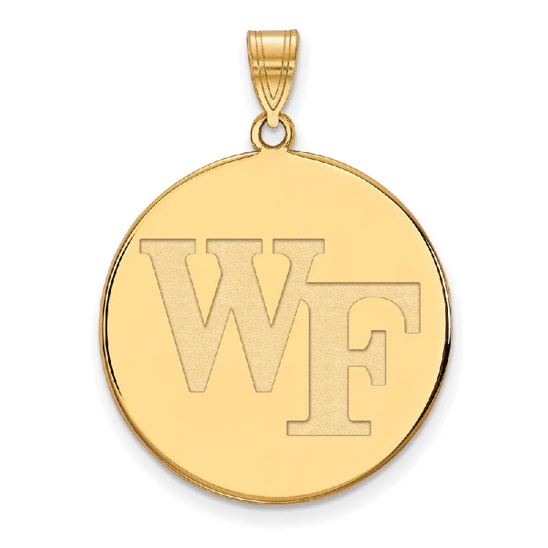 Modern Jewelry At Exclusive Discounts – Shop Today 14k Gold Plated Silver Wake Forest U. XL 'WF' Disc Pendant
