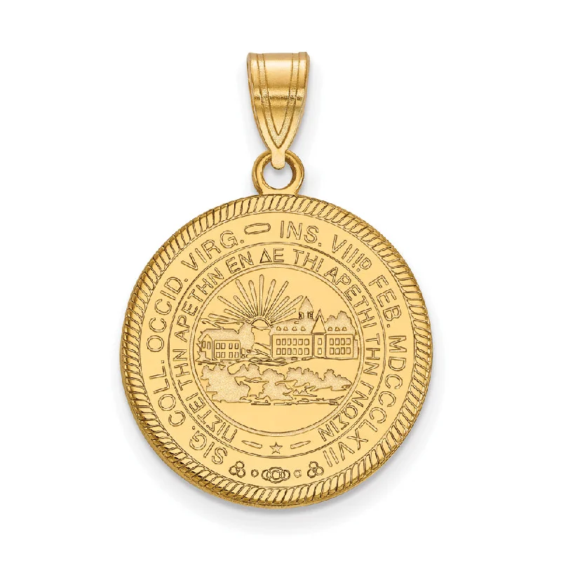 Trending Jewelry Styles Now At Limited-Time Discounts 14k Gold Plated Silver West Virginia U. Large Crest Disc Pendant