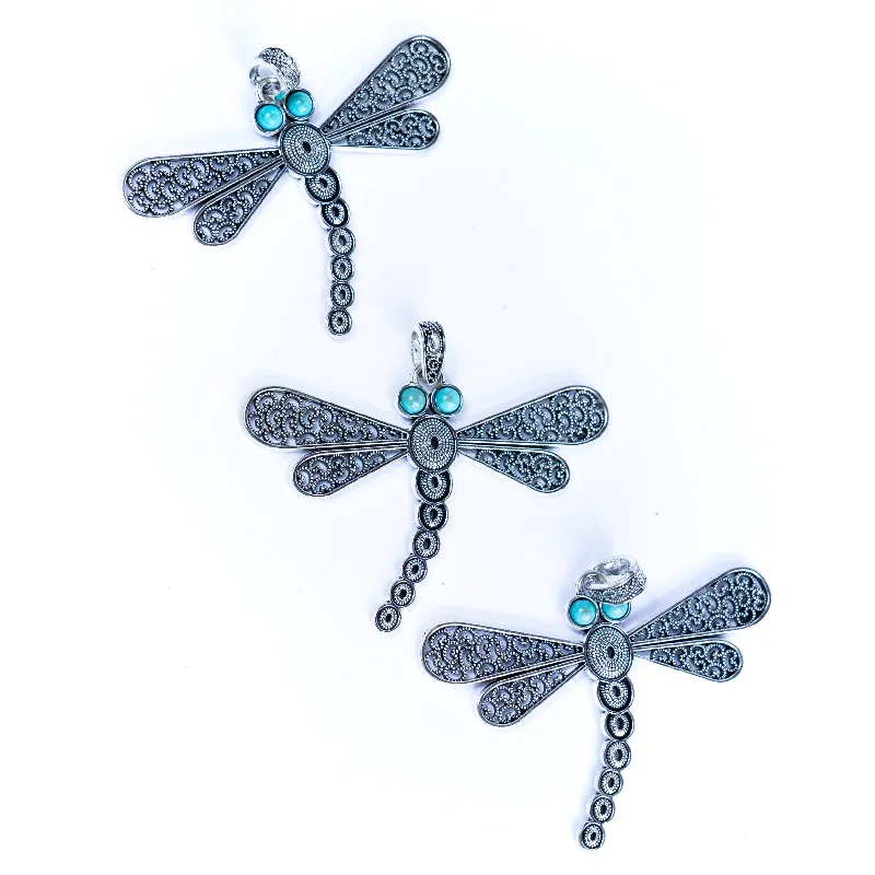 High-End Sparkle, Low-End Prices – Jewelry Sale Live 3pcs antique silver Dragonfly alloy accessories inlaid with turquoise hangtag jewelry finding suppliers D-3-549
