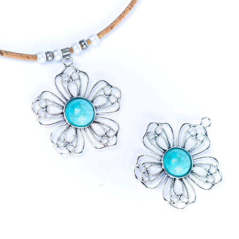 Affordable Luxury Jewelry – Style At A Great Price 3pcs antique silver Flower alloy accessories inlaid with turquoise hangtag jewelry finding suppliers D-3-546
