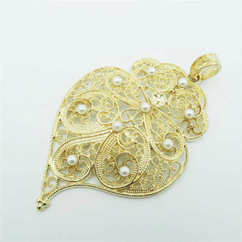 Personalized Jewelry Sale – Unique Pieces At Great Prices 5 Pcs Antique Golden with pearl Viana Heart pendant  jewelry supplies jewelry finding D-3-74