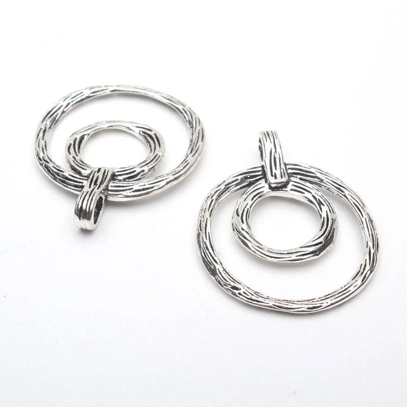 Clearance Sale On High-End Jewelry Collections 5 units antique silver Round circle Necklace pendant charms jewelry finding suppliers D-3-97