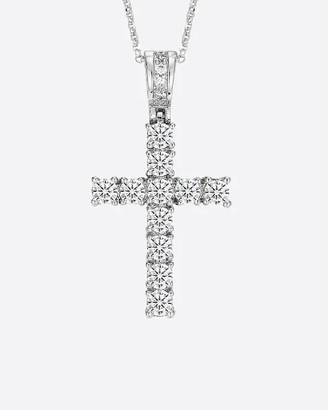 Chic And Stylish Jewelry At Exclusive Prices MOISSANITE CROSS PIECE PENDANT. - WHITE GOLD
