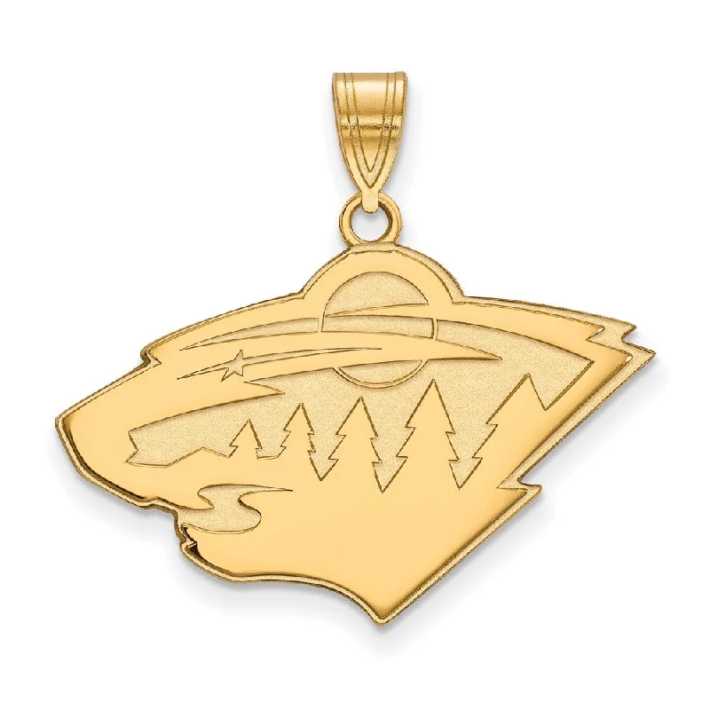Gorgeous Jewelry, Limited-Time Savings SS 14k Yellow Gold Plated NHL Minnesota Wild Large Pendant