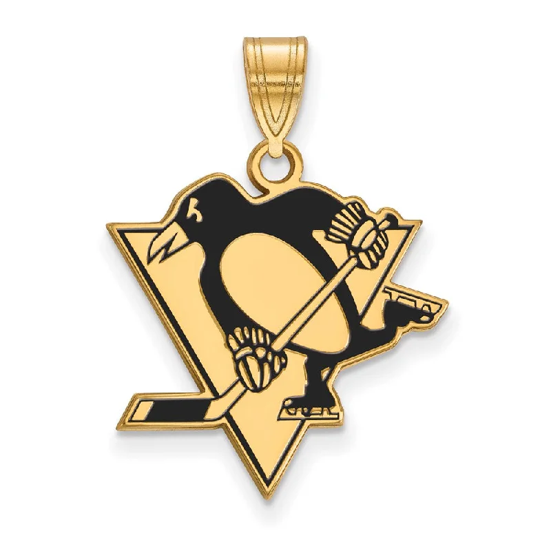 Luxury Jewelry Clearance – Shop Premium Styles Now SS 14k Yellow Gold Plated NHL Pittsburgh Penguins LG Enamel Pendant