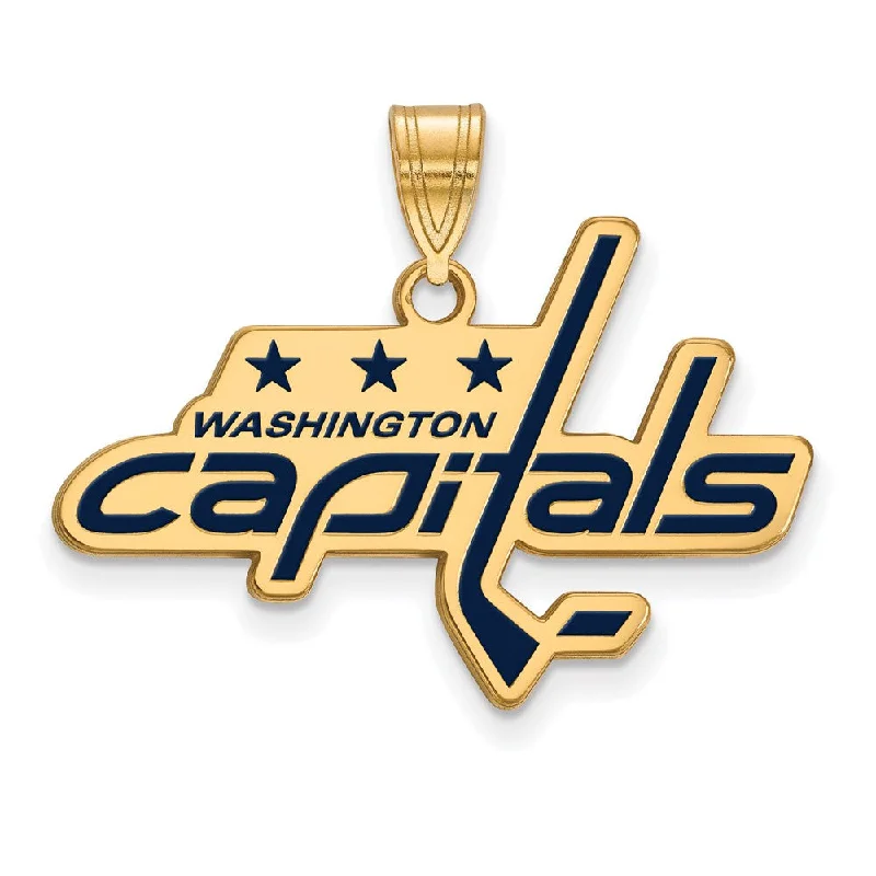 Handcrafted Beauty At Affordable Prices SS 14k Yellow Gold Plated NHL Washington Capitals LG Enamel Pendant
