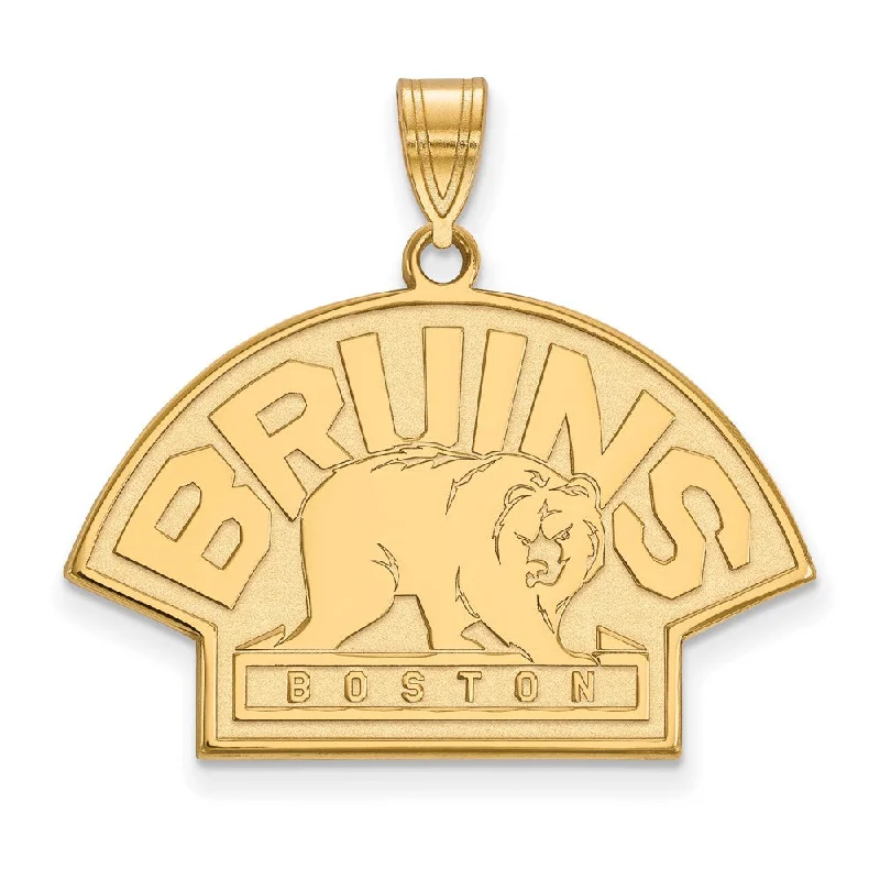 Elegant Jewelry, Affordable Luxury – Shop Now Sterling Silver 14k Yellow Gold Plated NHL Boston Bruins Large Pendant