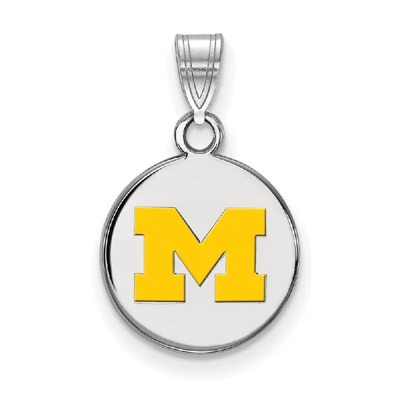 Jewelry Clearance Sale – Final Reductions Sterling Silver U. of Michigan Small Yellow Enamel Disc Pendant