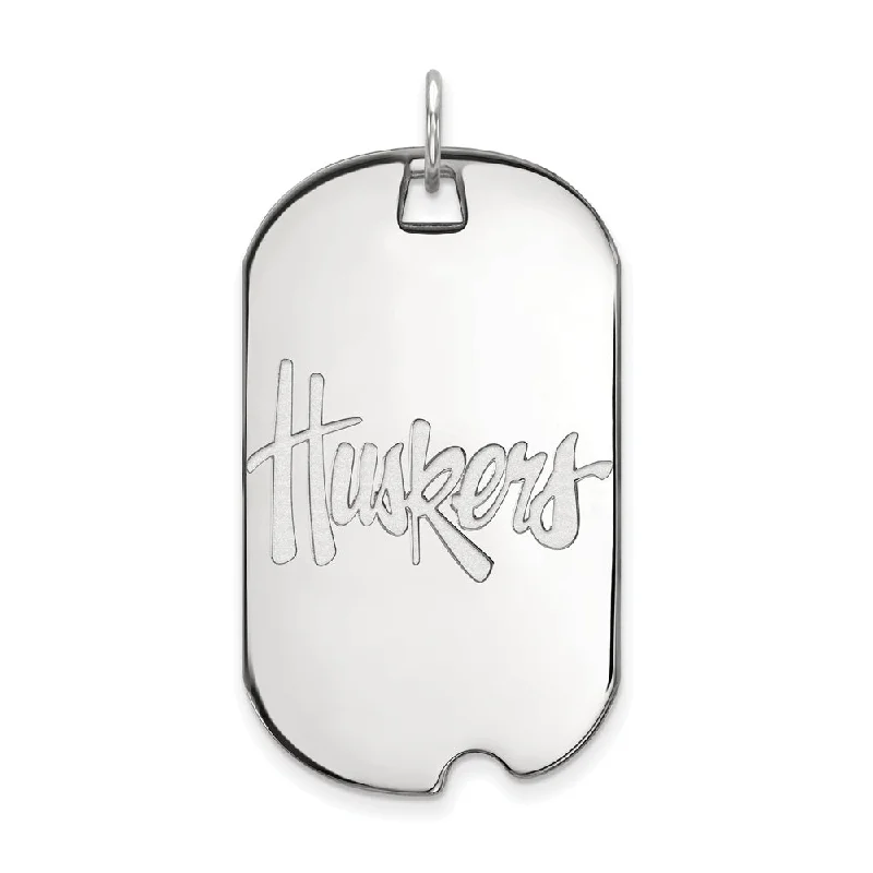 Get Ready To Sparkle – Special Jewelry Discounts Sterling Silver U. of Nebraska Large 'Huskers' Dog Tag Pendant