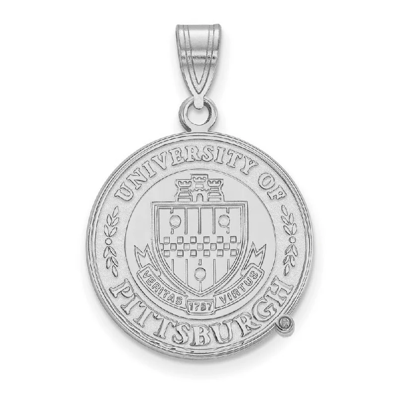 Classic And Modern Jewelry Styles On Sale Sterling Silver U. of Pittsburgh Large Crest Pendant
